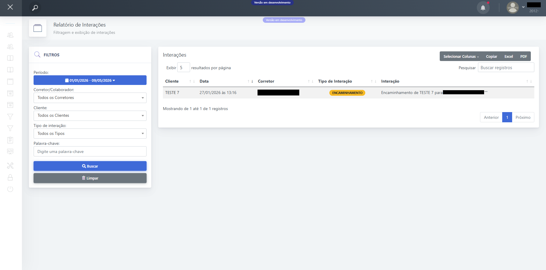 Relatório de Interações do LeadSS